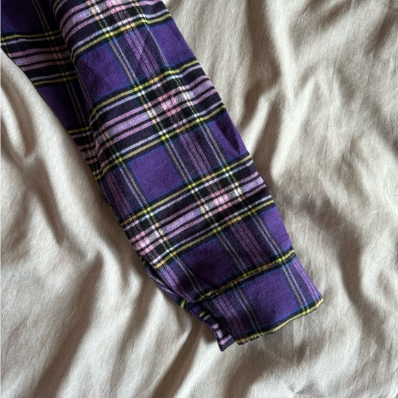 Colorful color block plaid cozy button up flannel shirt - Picture 5 of 6